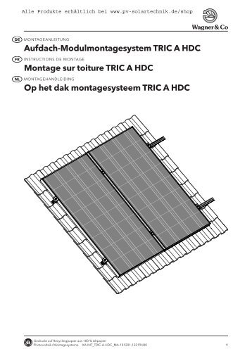 Aufdach-Modulmontagesystem TRIC A HDC ... - PV Solartechnik