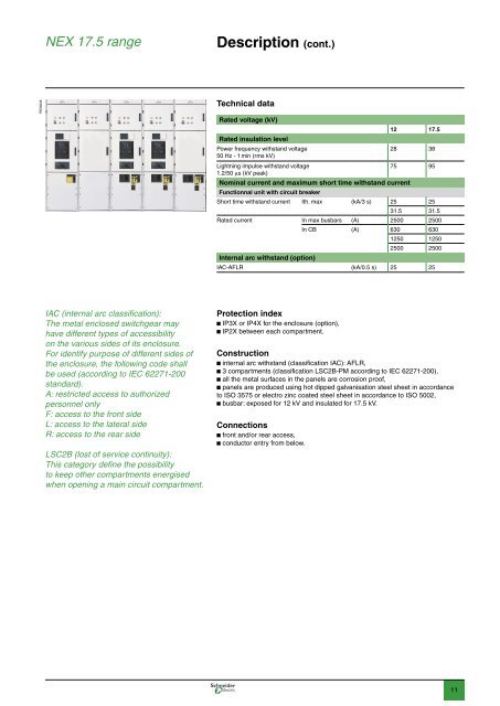 Catalog Nex 17.5kV metalclad-cubicle - Schneider Electric
