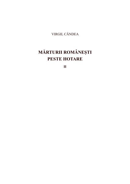 Virgil CÃ¢ndea, MÄrturii romÃ¢neÅti peste hotare