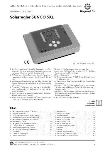 Solarregler SUNGO SXL - PV Solartechnik