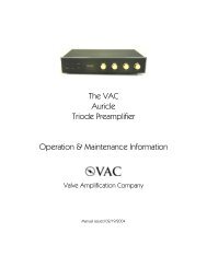 The VAC Auricle Triode Preamplifier Operation & Maintenance ...