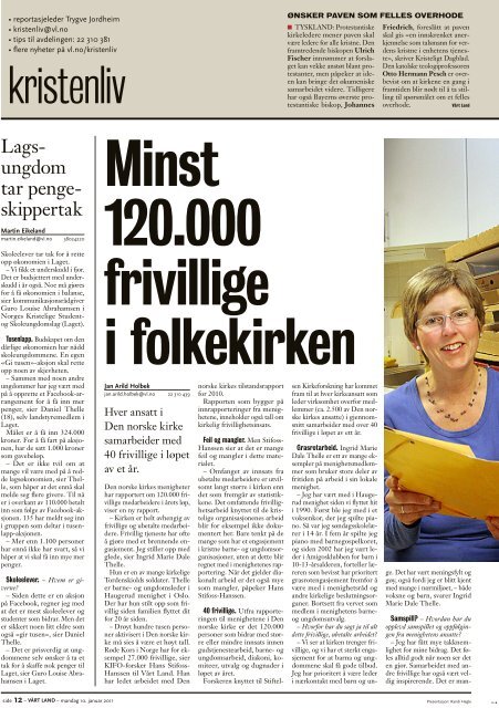 Minst 120 000 frivillige i folkekirken. Forsker: Mest eldretreff.