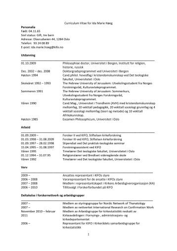 Se fullstendig CV med publikasjoner i pdf format - Stiftelsen ...