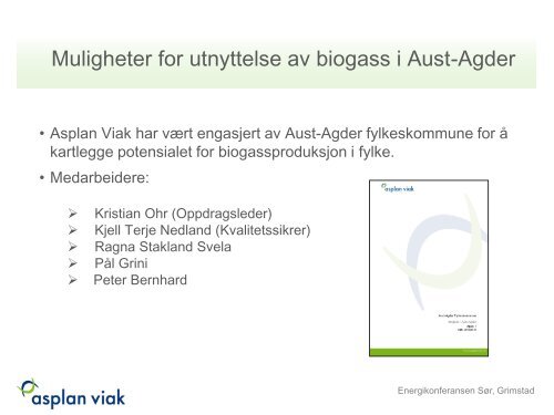 Muligheter for utnyttelse av biogass i Aust-Agder