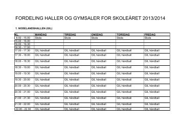 fordeling haller og gymsaler for skoleÃ¥ret 2012/2013 - Songdalen ...