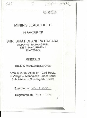 MINING LEASE DEED