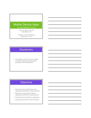 Mobile Device Apps - Internal Medicine