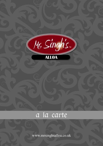 A La Carte Menu - Mr Singh Alloa