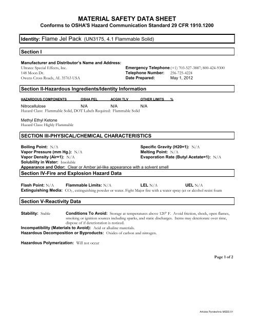 material safety data sheet - Pyropak