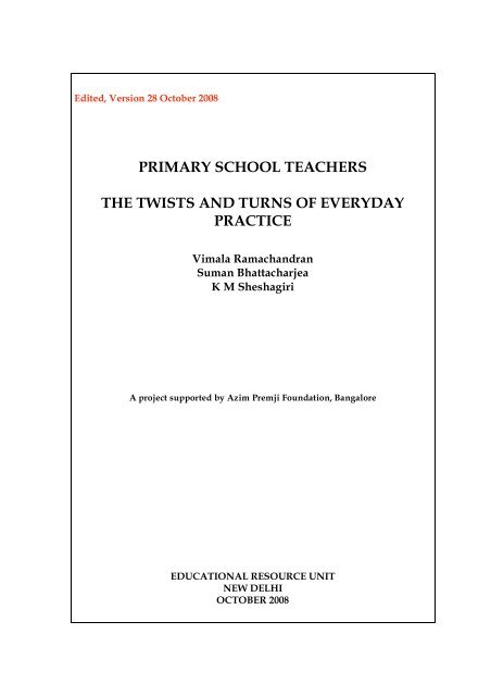 primary school teachers the twists and turns of ... - ERU Consultants
