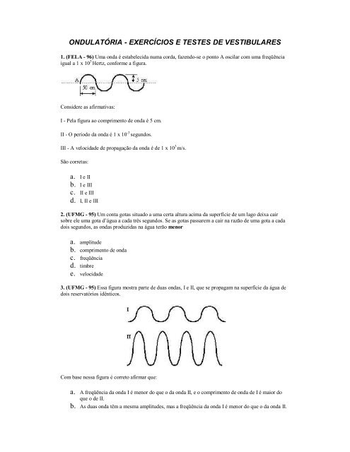 ondulatória - exercícios e testes de vestibulares - Caldeira Digital