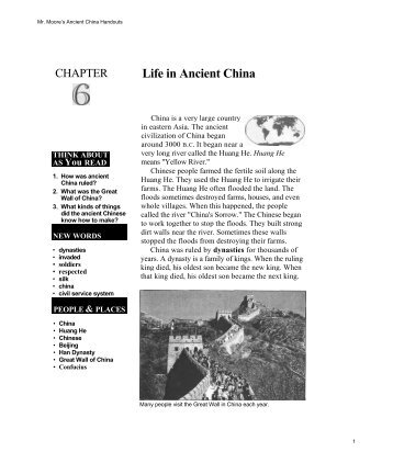 Life in Ancient China - MR. MOORE'S WEBSITE