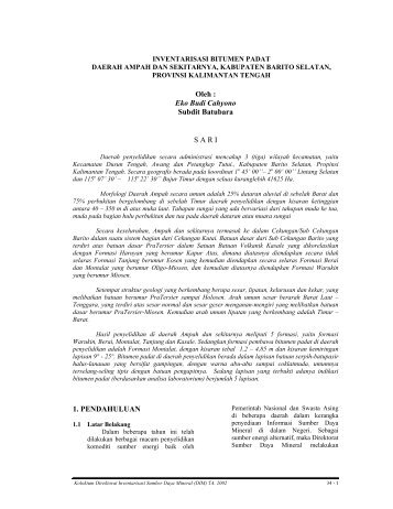 Inventarisasi Bitumen Padat Daerah Ampah dan Sekitarnya ...