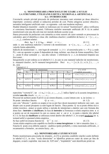 6. MONITORIZAREA PROCESULUI DE UZARE A SCULEI LA