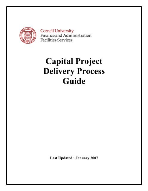 Cornell Academic Calendar 2023 24 Capital Project Delivery Process Guide - Facilities Services - Cornell ...