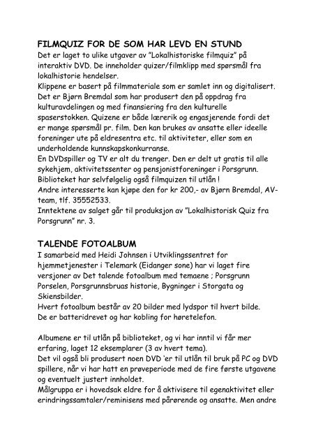 kulturkalender for eldre i porsgrunn skoleÃ¥ret 2012/13