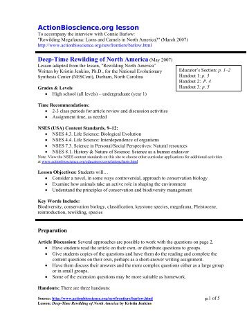 Download/view lesson. - Action Bioscience