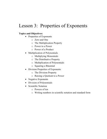 Lesson 3: Properties of Exponents