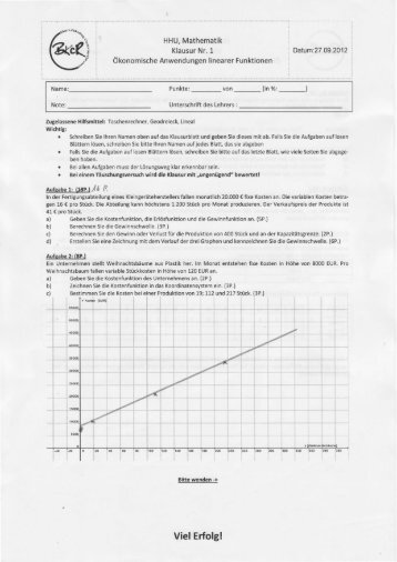 Mathematik - Musterloesung der Klausur vom 27.09.12