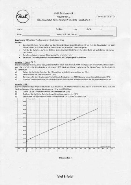 Mathematik - Musterloesung der Klausur vom 27.09.12