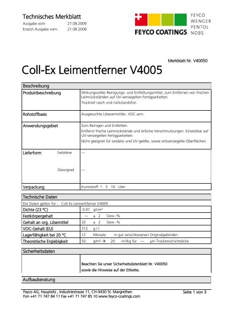 Coll-Ex Leimentferner V4005 V40050 deutsch - NOBS