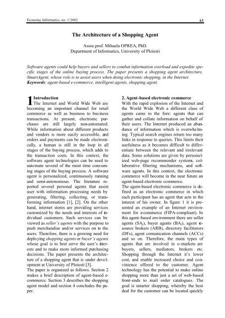 The Architecture Of A Shopping Agent Economy Informatics Journal The Architecture Of A Shopping Agent Economy Informatics Journal