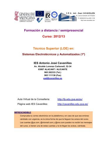 FormaciÃ³n a distancia / semipresencial Curso ... - IES Cavanilles