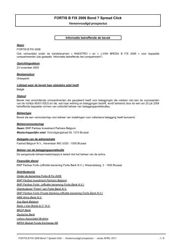 FORTIS B FIX 2006 Bond 7 Spread Click - BNP Paribas Investment ...