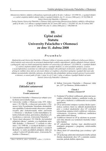 Statut UP 08-3.indd - Univerzita PalackÃ©ho v Olomouci