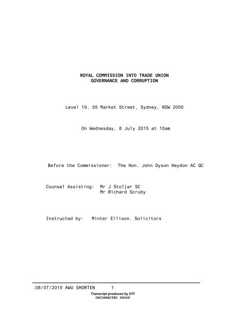 Transcript 8 July 15 Transcript 8 July 15