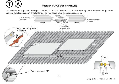 notice pose sur châssis et toiture capteurs H - Thermor