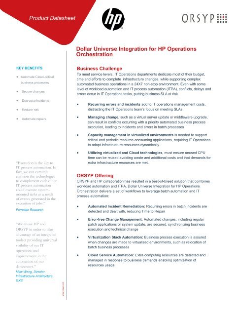 Dollar Universe Integration for HP Operations Orchestration ... - Orsyp