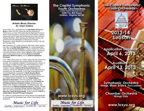 Artistic Music Director: Dr. Cheri Collins - Capitol Symphonic Youth ...