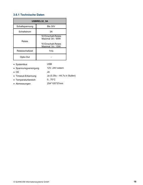 USBOPTO/REL 64/32/16/8 - QUANCOM Informationssysteme GmbH