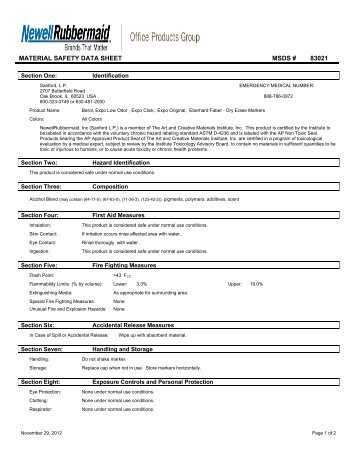 MATERIAL SAFETY DATA SHEET MSDS # 83021