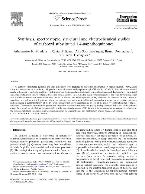 Synthesis, spectroscopic, structural and electrochemical studies of ...