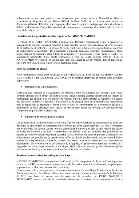 Rapport moral de l'AG 2003 - Association Nature Comminges