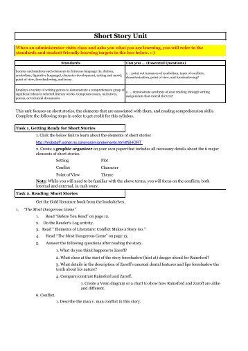 Short Story Unit Syllabus