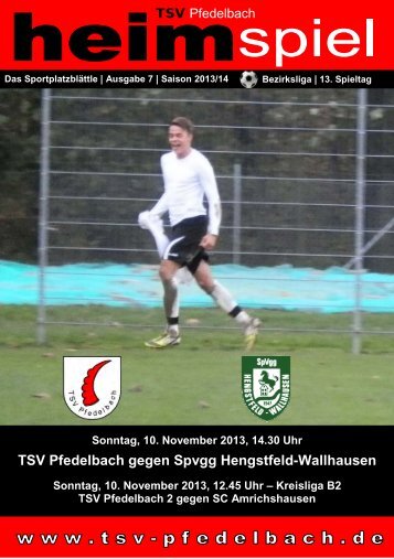 7. Heft gegen Spvgg Hengstfeld-Wallhausen / SC ... - TSV Pfedelbach