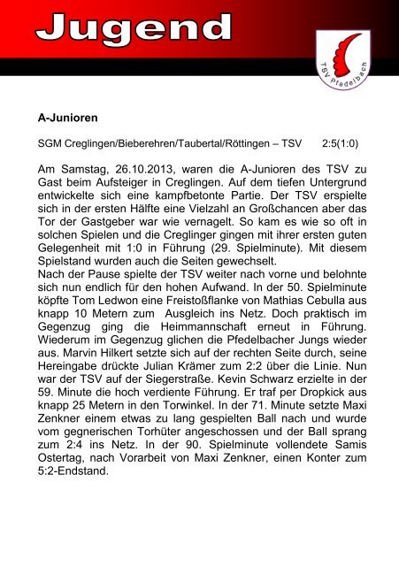 7. Heft gegen Spvgg Hengstfeld-Wallhausen / SC ... - TSV Pfedelbach