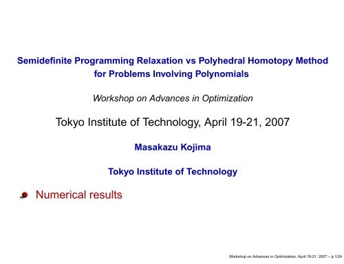 Semidefinite Programming Relaxation vs Polyhedral Homotopy ...