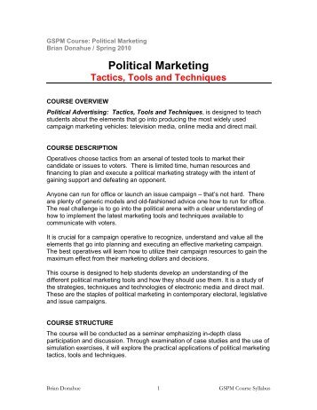 Tactics, Tools And Techniques - Graduate School of Political ...