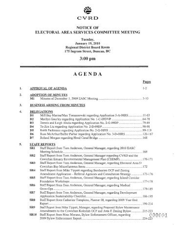 EASC Agenda January 19 2010 - Cowichan Valley Regional ...