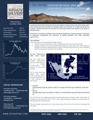 TSXV: AGQ AIM: AGQ FSE: I3A - Arian Silver Corporation