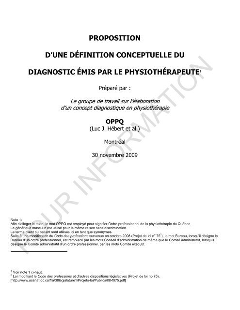 Proposition D Une Definition Conceptuelle Du Diagnostic Emis