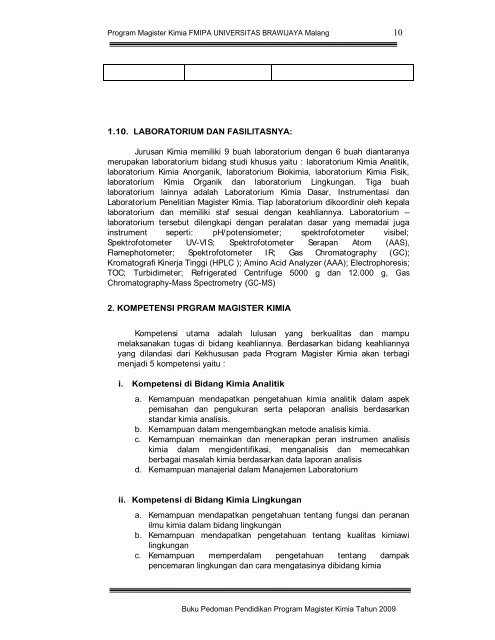 Buku Pedoman Akademik - Jurusan Kimia - Universitas Brawijaya