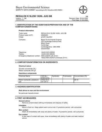 Regulox K - Bayer Environmental Science Turf & Amenity