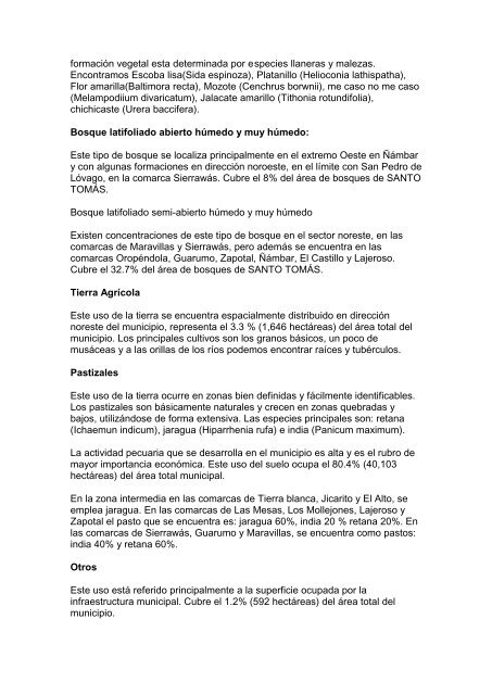 FICHA MUNICIPAL El municipio de SANTO TOMAS ocupa una ...