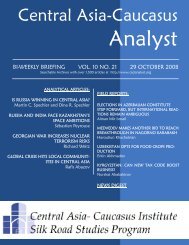 Central Asia-Caucasus - The Central Asia-Caucasus Analyst