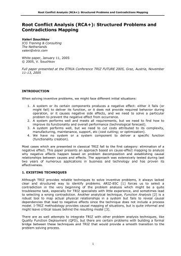 Root Conflict Analysis - TRIZ and xTRIZ at ICG T&C